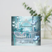 仮装キンセアニェラ15ティール(緑がかった色)誕生日パーティー 招待状 (スタンド正面)