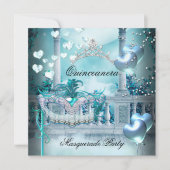 仮装キンセアニェラ15ティール(緑がかった色)誕生日パーティー 招待状 (正面)