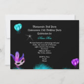 仮装キンセアニェラ15パーティーティール(緑がかった色)紫 招待状 (裏面)