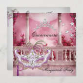 仮装キンセアニェラ15ピンクバースデーパーティー 招待状 (正面/裏面)