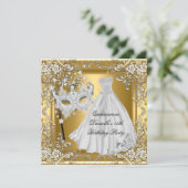 仮装キンセアニェラ15番誕生日マスク金ゴールド2 招待状 (スタンド正面)