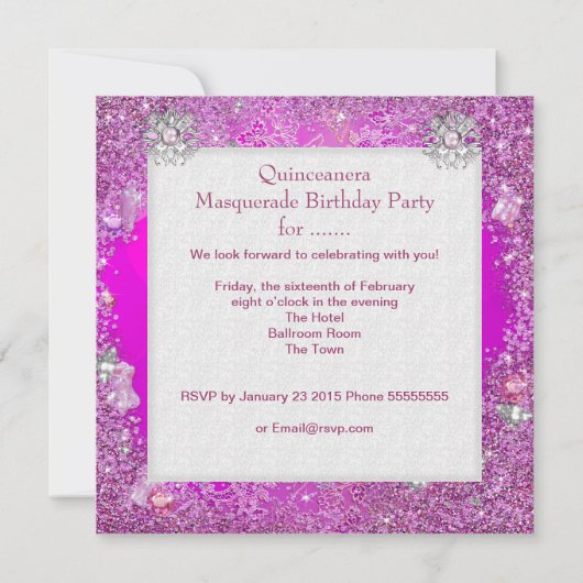 仮装キンセアニェラ15thパーティーティアラ靴 招待状 (裏面)