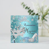 仮装キンセアニェラ15thパーティーブルーティアラ靴 招待状 (スタンド正面)