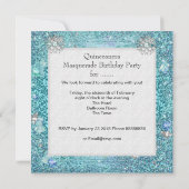 仮装キンセアニェラ15thパーティーブルーティアラ靴 招待状 (裏面)