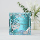 仮装キンセアニェラ15thパーティーブルーティアラ靴 招待状 (スタンド正面)