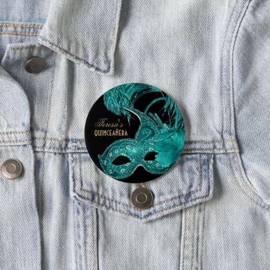 仮装キンセアニラ誕生日ターコイズマスク 缶バッジ (インサイチュ)