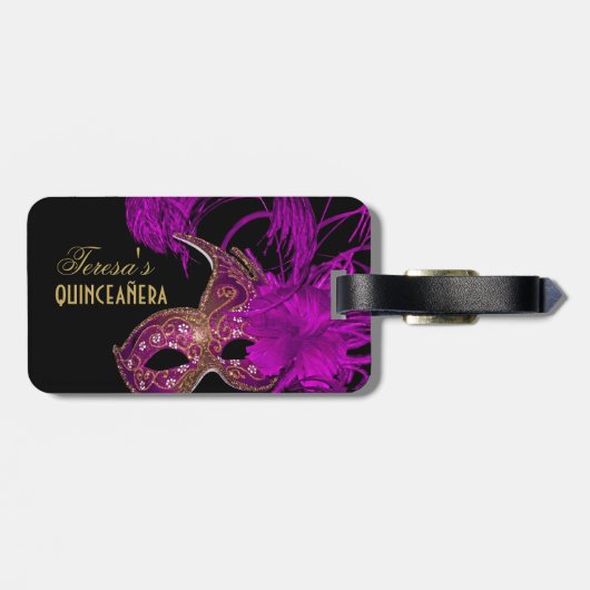 仮装キンセアニラ15歳の誕生日パープル ラゲッジタグ (裏面横)