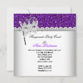 仮装グリッターパープルダイヤモンドマスク誕生日 招待状 (裏面)