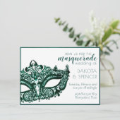 仮装グリーン |ダークエメラルドマーディグラ結婚ス 招待状 (スタンド正面)