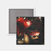 仮装シリーズ、羽毛マスク マグネット (正面/裏面)