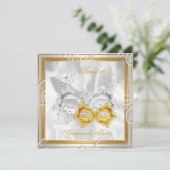 仮装スイート16パーティーマスクシルバー金ゴールド2 招待状 (スタンド正面)