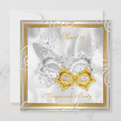 仮装スイート16パーティーマスクシルバー金ゴールド2 招待状 (正面)