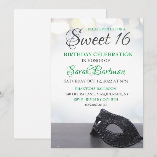 仮装スイート16 招待状 (正面/裏面)