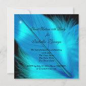 仮装スウィート16ティール(緑がかった色)ブラックフェザーマスク 招待状 (裏面)