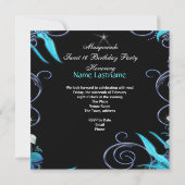 仮装スウィート16 16ティール(緑がかった色)ブルーマスクパーティー 招待状 (裏面)