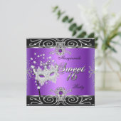 仮装スウィート16 16誕生日パープルブラック 招待状 (スタンド正面)