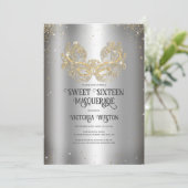 仮装スパークリー金ゴールドグリッターシルバースウィート16 招待状 (スタンド正面)