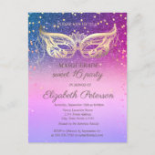 仮装ダイヤモンドグリッターカラフルスウィート16 インビテーションポストカード (正面)