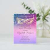 仮装ダイヤモンドグリッターカラフルスウィート16 インビテーションポストカード (スタンド正面)