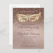 仮装ダイヤモンドグリッター18thバースデーパーティー インビテーションポストカード (正面/裏面)