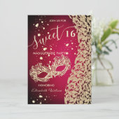 仮装ダイヤモンドダマスク赤い甘い16 招待状 (スタンド正面)