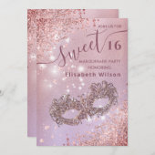 仮装ダイヤモンドラグジュアリーバラ金ゴールドスウィート16 招待状 (正面/裏面)