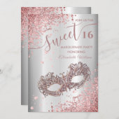 仮装ダイヤモンドラグジュアリーバラ金ゴールドスウィート16 Invi 招待状 (正面/裏面)