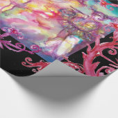 仮装ダンサー,赤い紫のフローラ渦巻き ラッピングペーパー (角)