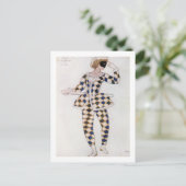 仮装デザインのハーレクインから就寝美しい ポストカード (スタンド正面)