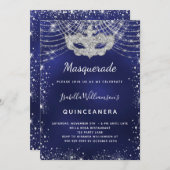 仮装ネイビーブルーシルバーキンセアニェラパーティー 招待状 (正面/裏面)