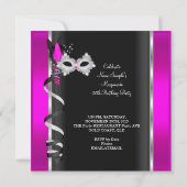 仮装ハイヒールのピンクブラックシャンパンパーティー3d 招待状 (裏面)