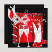 仮装ハイヒール赤黒シャンパンパーティー2 招待状 (正面/裏面)