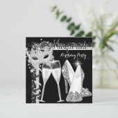 仮装ハイヒール銀ブラックシャンパンパーティー2 招待状 (スタンド正面)