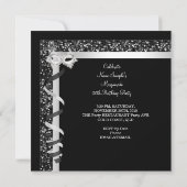 仮装ハイヒール銀色ブラックシャンパーニュパーティー 招待状 (裏面)