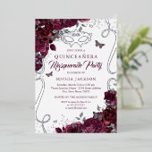 仮装バタフライシルバーブルゴーニュキンセアニェラ 箔招待状 (立ち正面)