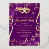 仮装バタフライパープルキンセアニェラ 箔招待状 (正面)