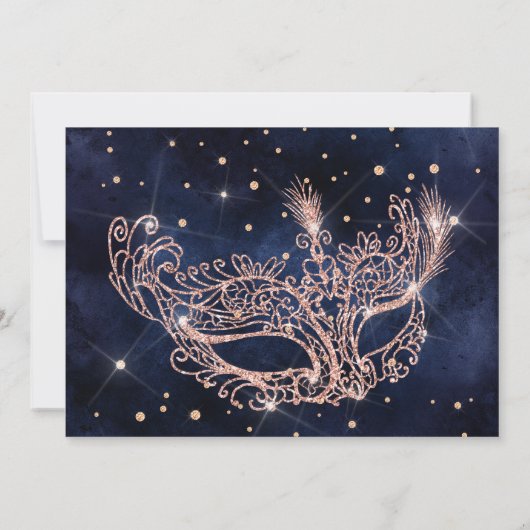 仮装バラ金ゴールドグリッターキンセアニェラ写真 招待状 (裏面)