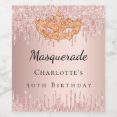 仮装バラ金ゴールドグリッタードリップ誕生日パーティー ワインラベル (シングルラベル)