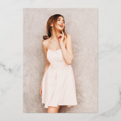 仮装バラ金ゴールドグリッターマスクSweet 16写真 箔招待状 (裏面)