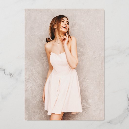 仮装バラ金ゴールドグリッターマスクSweet 16写真 箔招待状 (裏面)