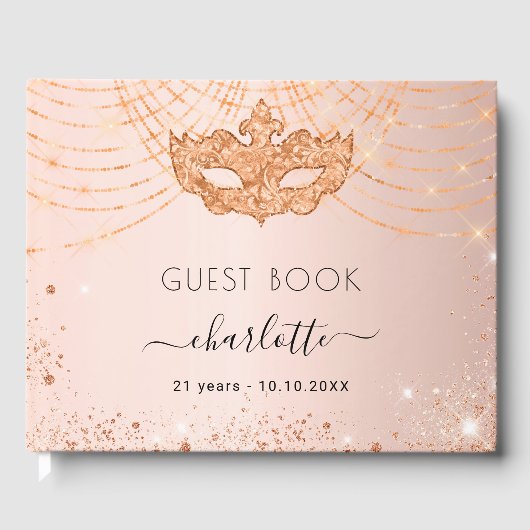 仮装バラ金ゴールドグリッター誕生日パーティー ゲストブック (正面)