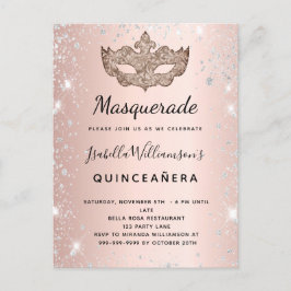 仮装バラ金ゴールドシルバーグリッターキンセアニェラ インビテーションポストカード