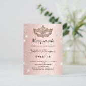 仮装バラ金ゴールドシルバーグリッターダストスウィート16 インビテーションポストカード (スタンド正面)