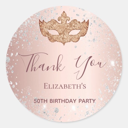 仮装バラ金ゴールドシルバーサンキュー ラウンドシール (正面)