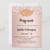 仮装バラ金ゴールドスウィート16ラグジュアリー 招待状 (正面)