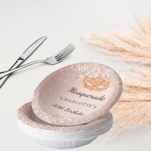 仮装バラ金ゴールドマスク誕生日パーティー ペーパーボウル