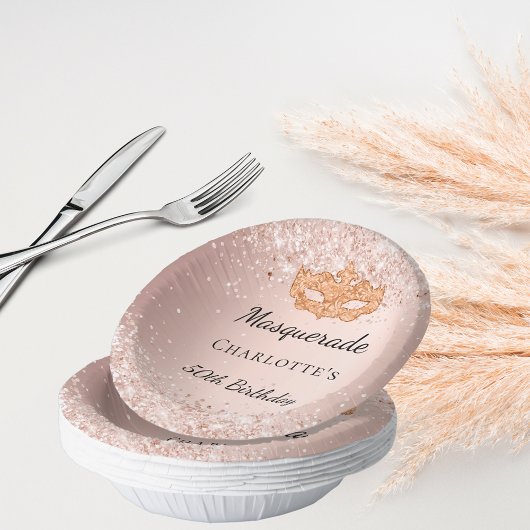 仮装バラ金ゴールドマスク誕生日パーティー ペーパーボウル