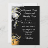 仮装バースデーパーティワイルドマスクブラック金ゴールド 招待状 (裏面)