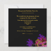 仮装バースデーパーティーティール(緑がかった色)ピンク金ゴールドマスク 招待状 (裏面)