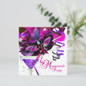 仮装バースデーパーティーマスクピンクマルティニ 招待状 (スタンド正面)